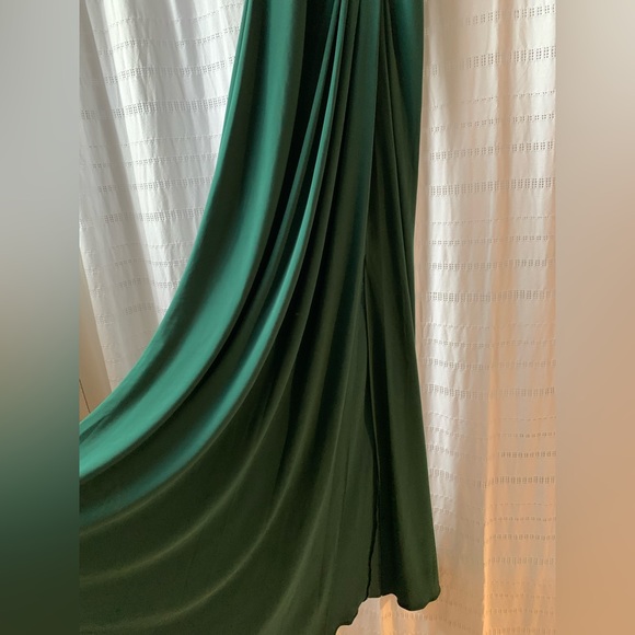 DB Jersey A-Line Bridesmaid Forrest Green Maxi Slip Dress Knot Detail💐 - Picture 10 of 16
